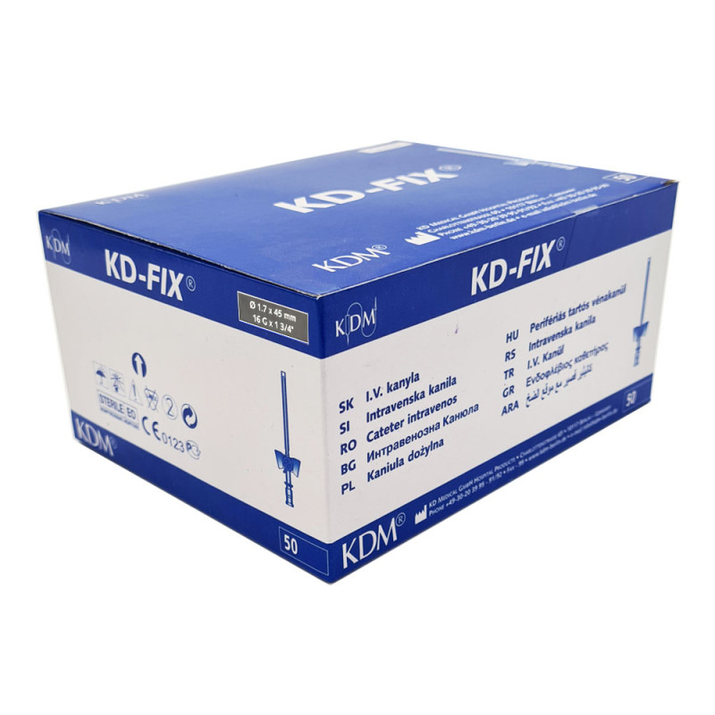 Wenflon szary 16G 1,7mm x 45mm kaniula dożylna KD-Fix 50szt