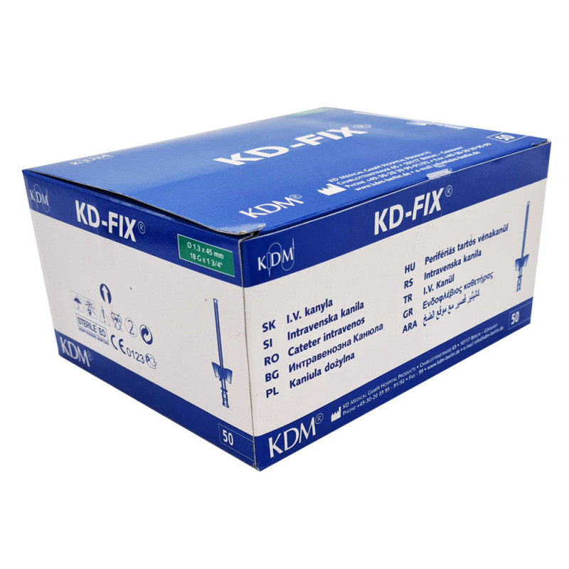 Wenflon zielony 18G 1,3mm x 45mm kaniula dożylna KD-Fix 50szt