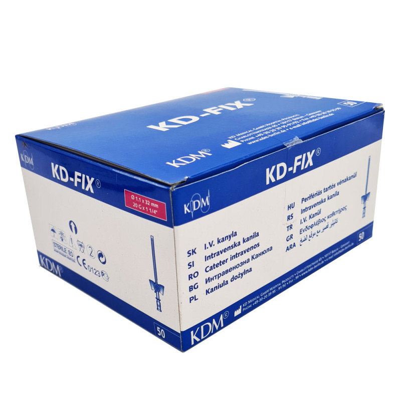 Wenflon różowy 20G 1,1mm x 32mm kaniula dożylna KD-Fix 50szt