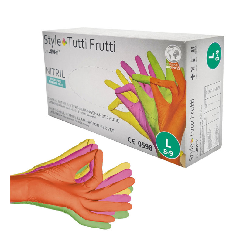 Rękawiczki nitrylowe L kolorowe Ampri Style Tutti Frutti 96sztuk