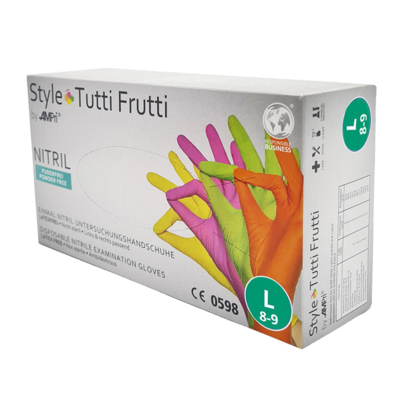 Rękawiczki nitrylowe L kolorowe Ampri Style Tutti Frutti 96sztuk