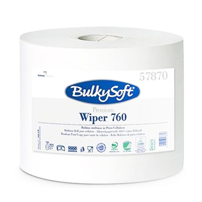 Czyściwo papierowe długie 760m kuchenne bez kleju 2 warstwy Bulkysoft Premium 12 rolek