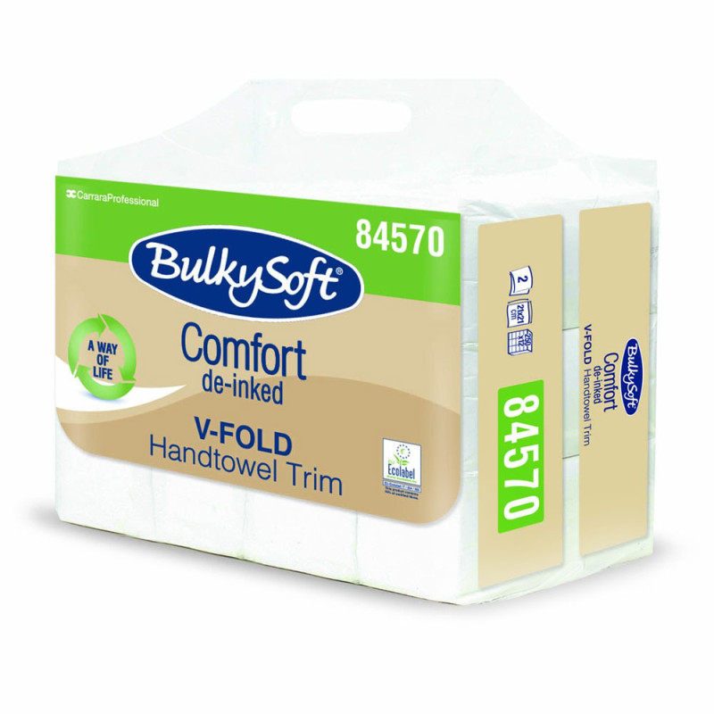 Ekologiczny ręcznik papierowy w listkach krótki 21x21cm składany typu ZZ V-FOLD 3000szt biały 2 warstwy 4op