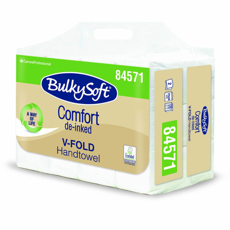 Ekologiczny ręcznik papierowy w listkach mocny i chłonny 24x21cm składany typu ZZ V-FOLD 3000szt biały 2 warstwy 4op