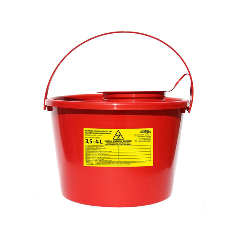 Pojemnik na odpady medyczne 3,5-4l czerwony Intergos 50szt