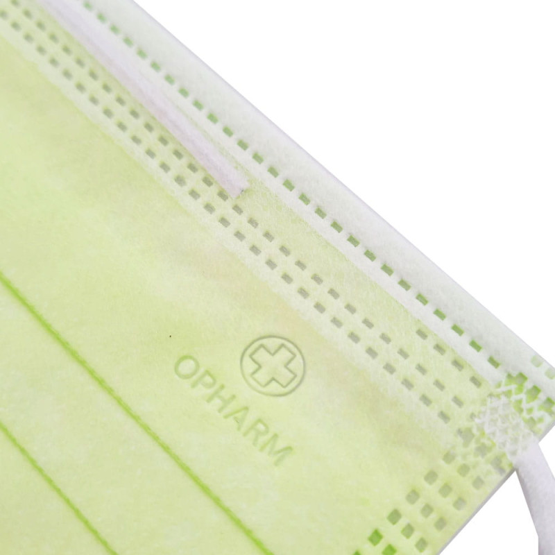 Maseczka chirurgiczna kolor limonkowy na gumkę typ IIR Opharm 50 szt