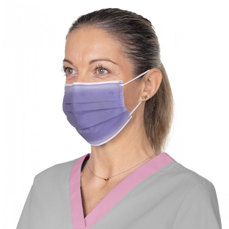 Maseczka chirurgiczna kolor fioletowy na gumkę typ IIR Opharm 50 szt
