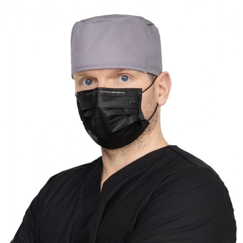 Maseczka chirurgiczna kolor czarny na gumkę typ IIR Opharm 50 szt