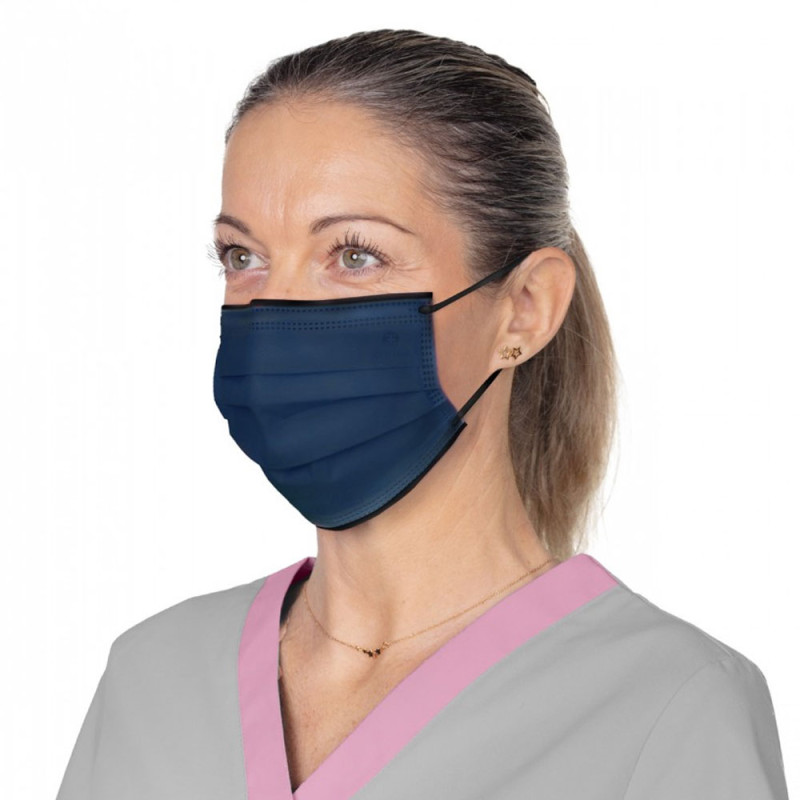 Maseczka chirurgiczna kolor granatowy na gumkę typ IIR Opharm 50 szt