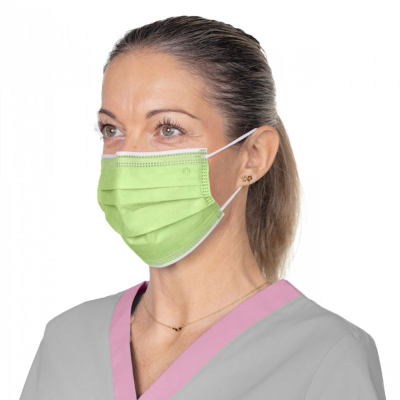 Maseczka chirurgiczna kolor limonkowy na gumkę typ IIR Opharm 1200 szt