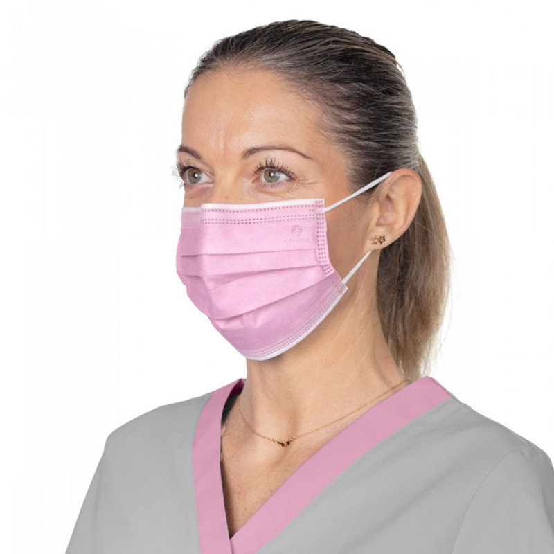 Maseczka chirurgiczna kolor różowy na gumkę typ IIR Opharm 1200 szt