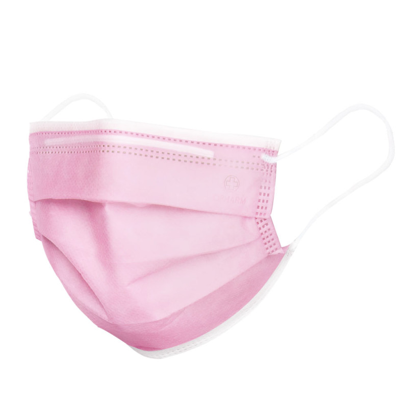 Maseczka chirurgiczna kolor różowy na gumkę typ IIR Opharm 1200 szt