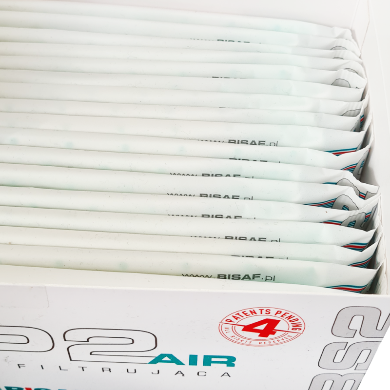 Maska z filtrem ffp2 AIR Bisaf na gumkę kolor biały 320 szt