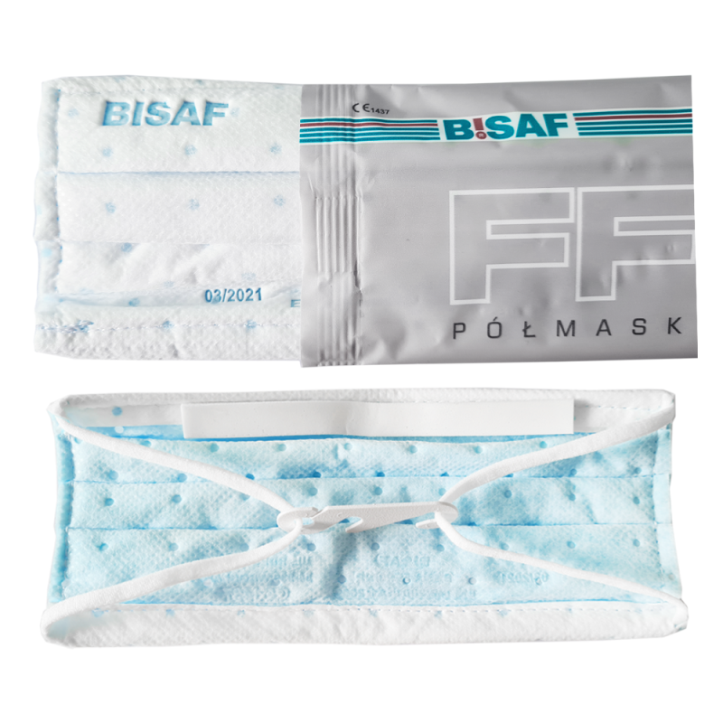 Maska z filtrem ffp3 AIR Bisaf na gumkę kolor biały 240 szt