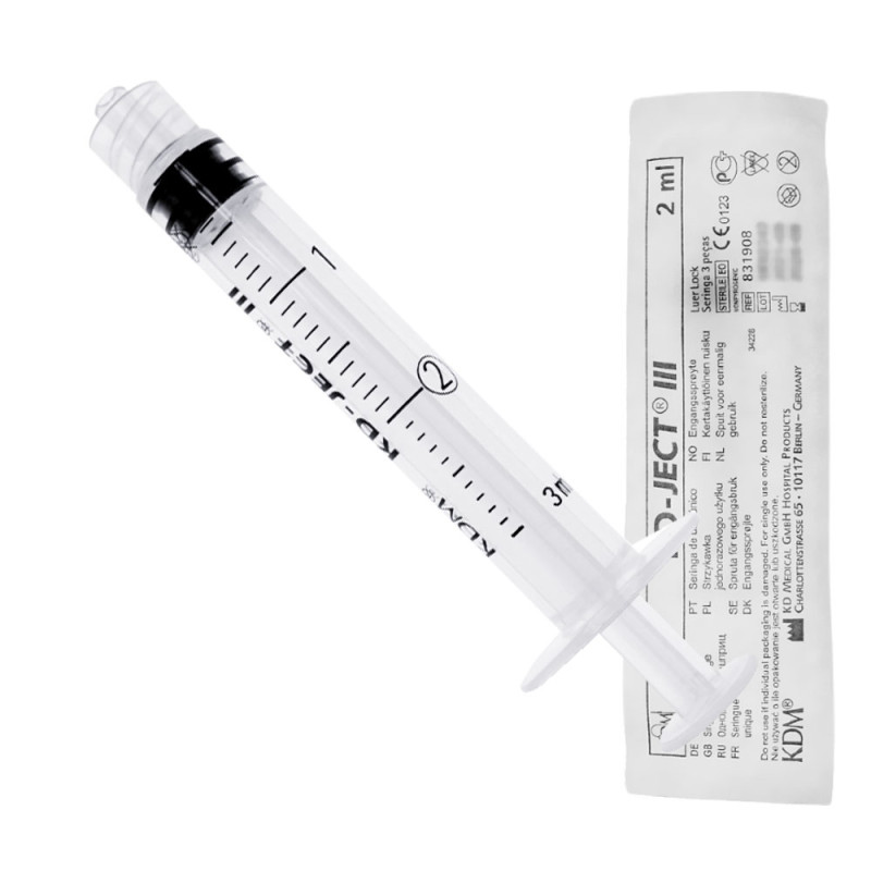 Strzykawka 2ml luer lock trzyczęściowa KD-JECT III 100szt