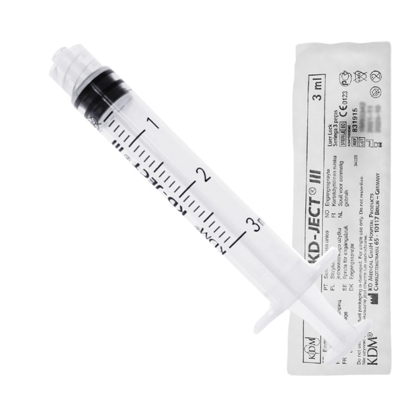 Strzykawka 3ml luer lock trzyczęściowa KD-JECT III 100szt