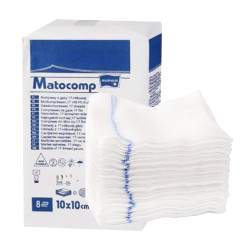 Kompres niejałowy 10x20 z gazy 8 warstw 17 nitek RTG Matocomp 100szt torebka papierowa