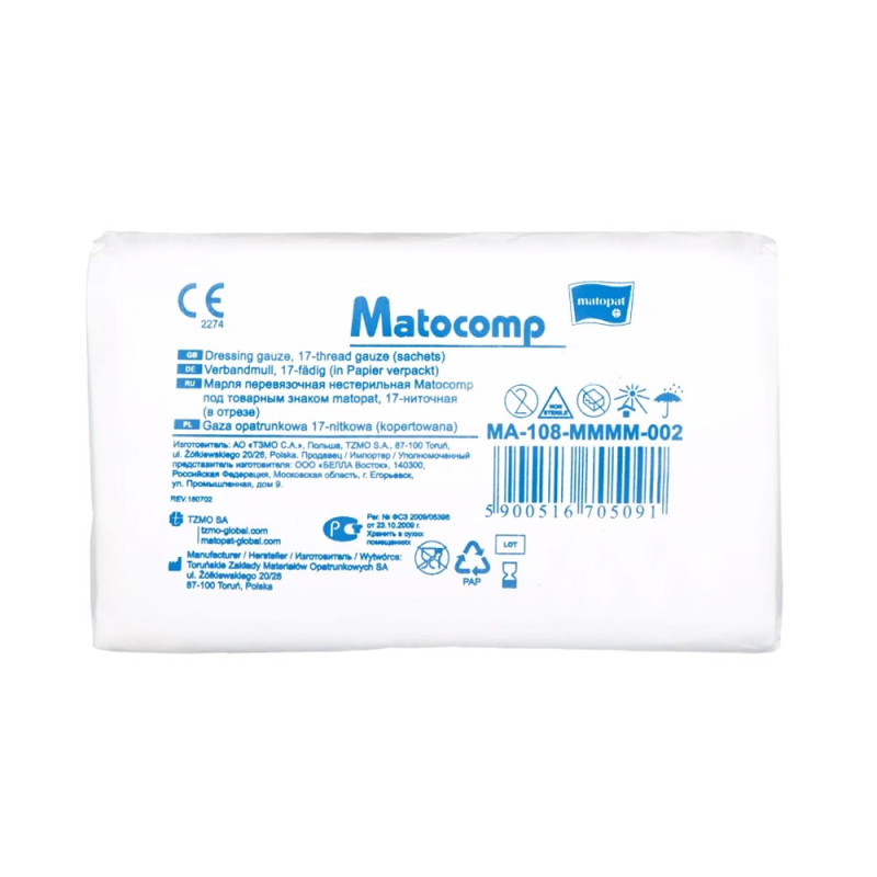 Gaza niejałowa 1m2 13 nitek opatrunkowa kopertowana Matocomp 30szt opakowanie papierowe