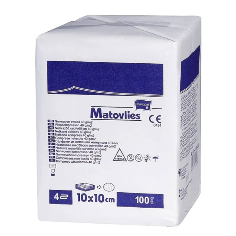 Kompres niejałowy 10x20 z włókniny 30g Matovlies 100szt torebka papierowa
