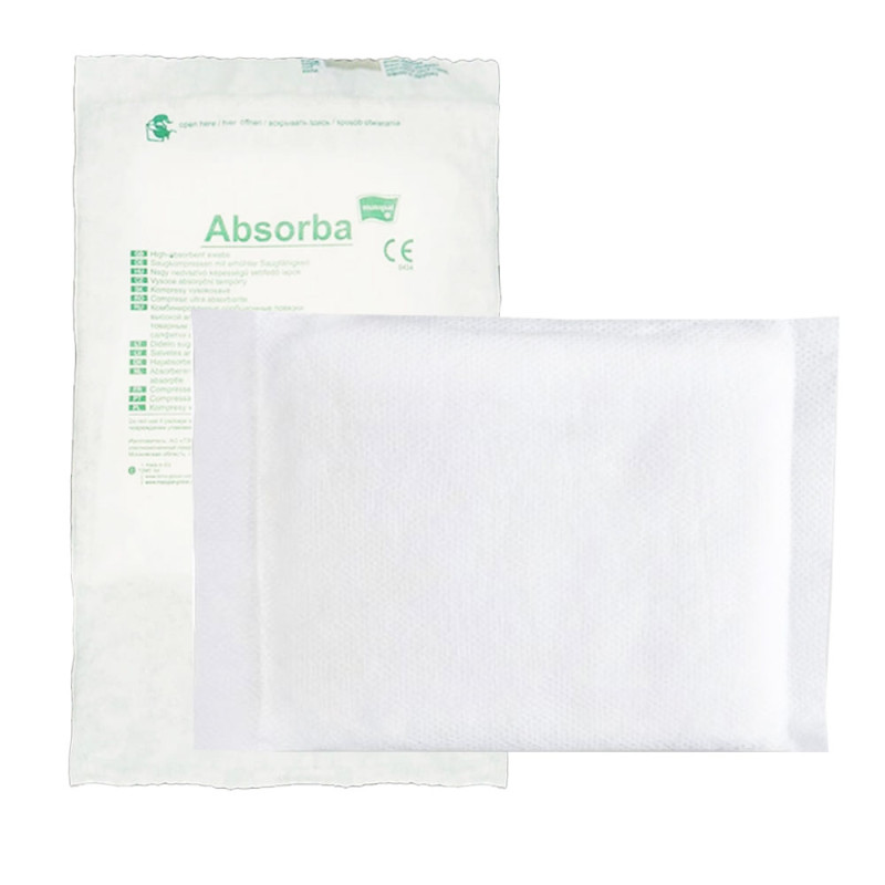 Kompres wysokochłonny Absorba jałowy 10x15 włóknina + pulpa celulozowa 20szt blister + TAG
