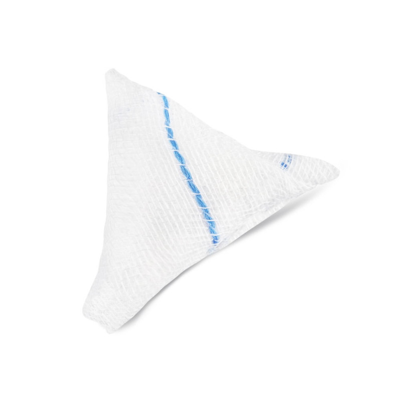 Tupfer jałowy z gazy z nitką RTG 18cm x 18cm rożek 17 nitek 5szt blister + TAG