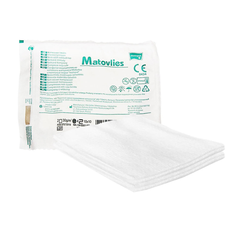 Kompres jałowy 10x20 z włókniny 40g Matovlies 5szt blister + TAG
