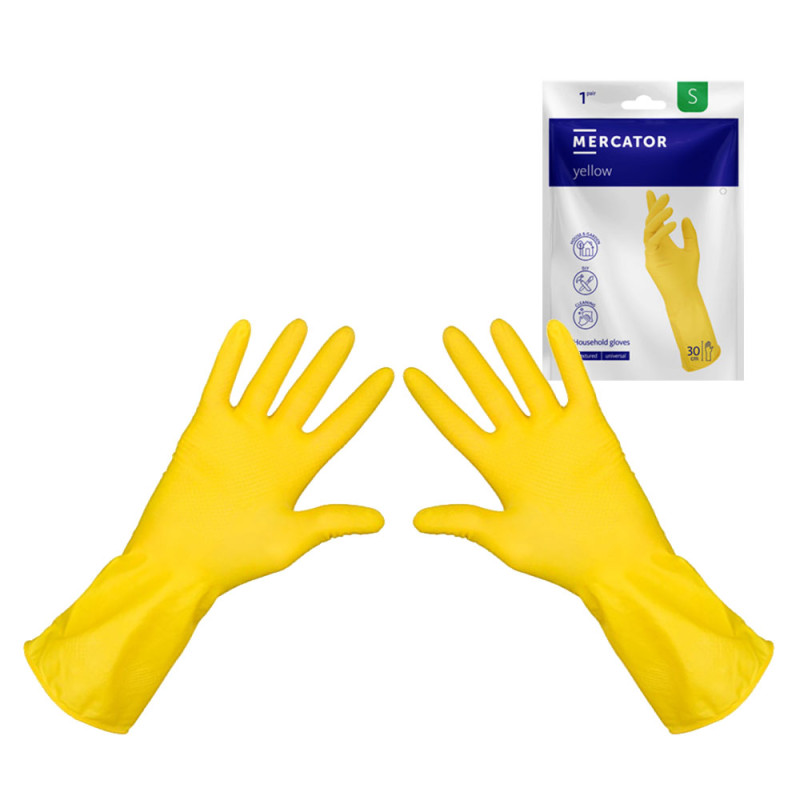 Rękawiczki gumowe S gospodarcze żółte lateksowe Ideall Yellow 1 para