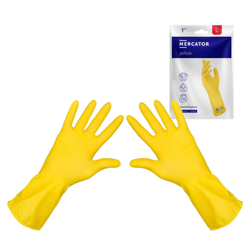 Rękawiczki gumowe L gospodarcze żółte lateksowe Ideall Yellow 1 para