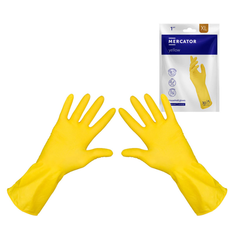 Rękawiczki gumowe XL gospodarcze żółte lateksowe Ideall Yellow 1 para