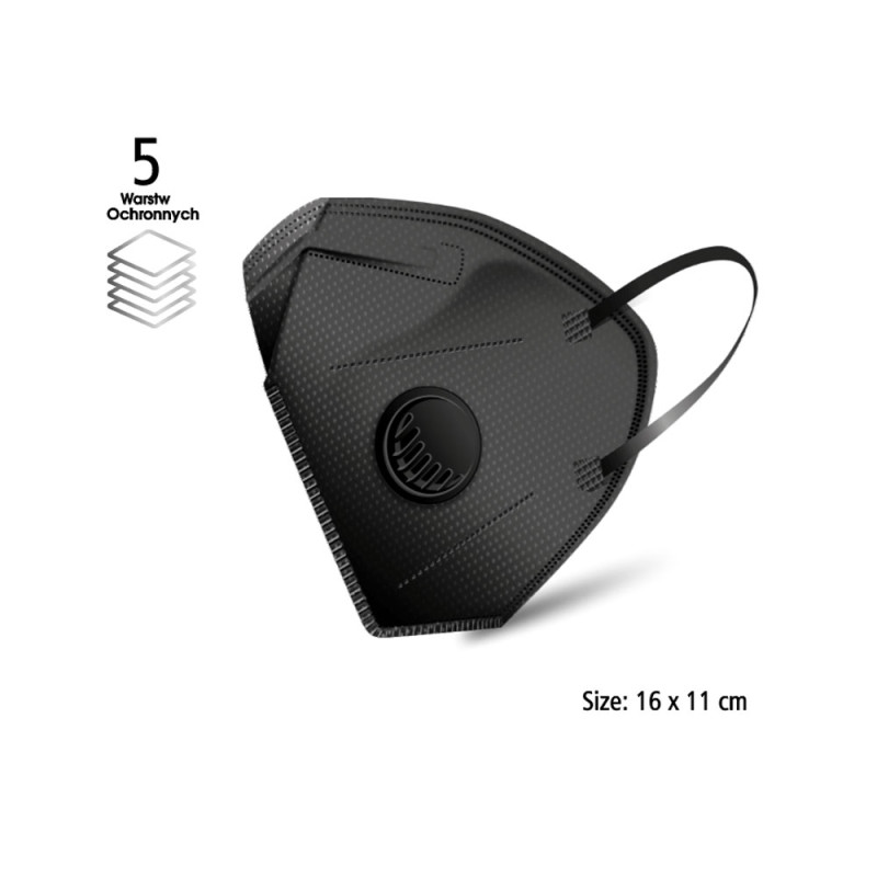 Maska z filtrem ffp3 z zaworkiem Opharm na gumkę kolor czarny 240 szt