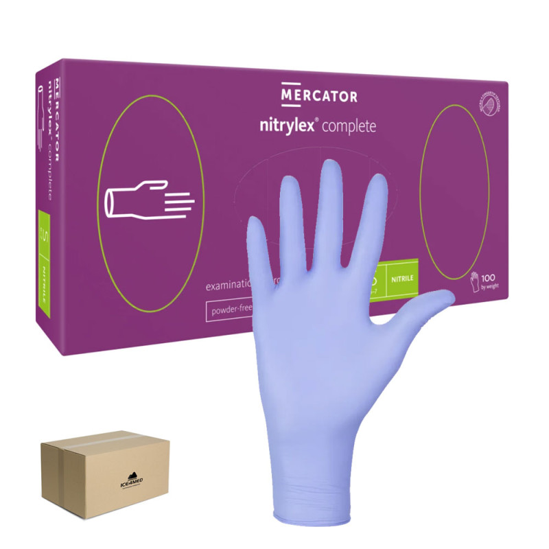 Rękawiczki nitrylowe S fioletowe Mercator Nitrylex Complete 100sztuk karton 10op