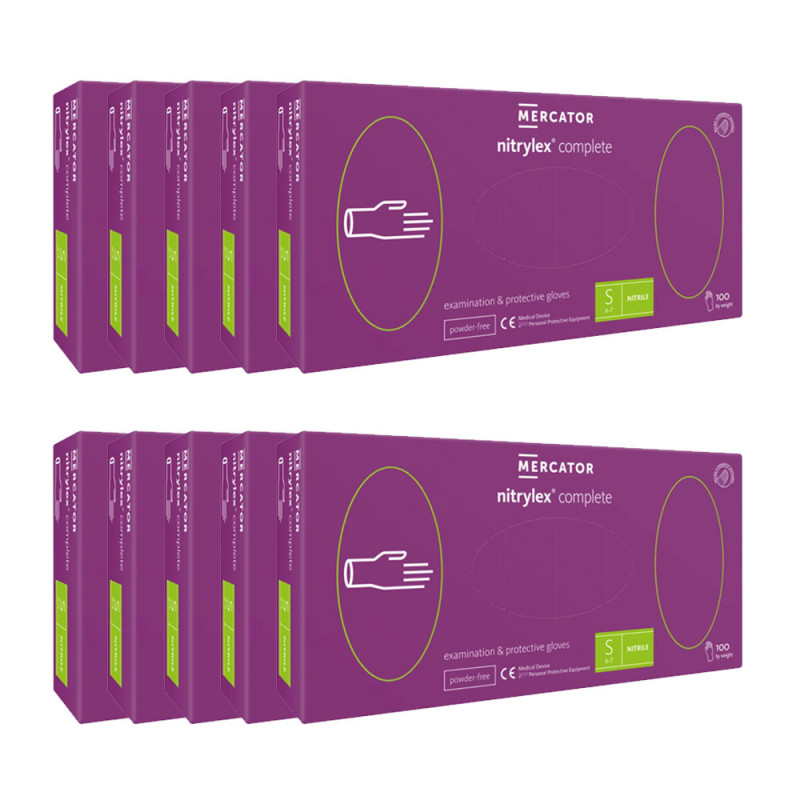Rękawiczki nitrylowe S fioletowe Mercator Nitrylex Complete 100sztuk karton 10op