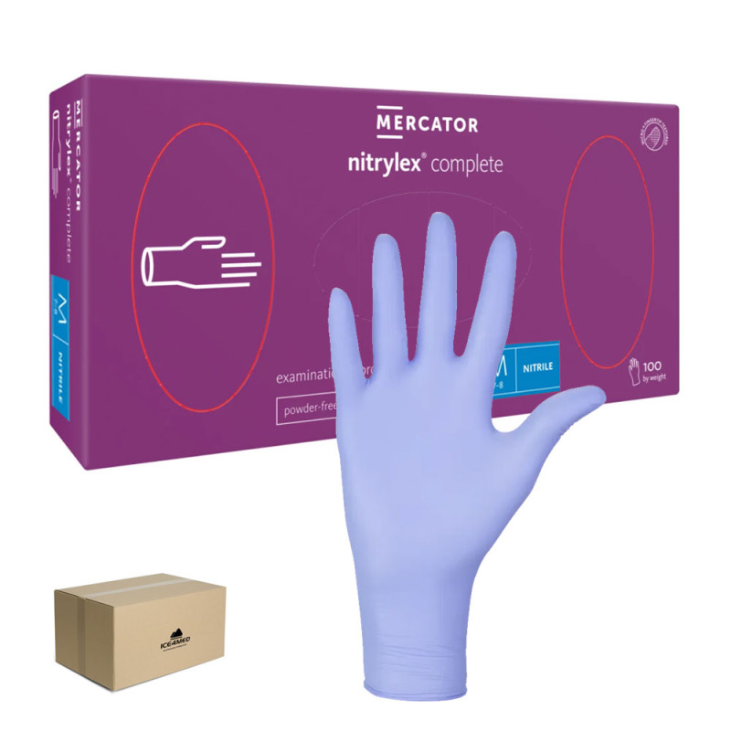 Rękawiczki nitrylowe M fioletowe Mercator Nitrylex Complete 100sztuk karton 10op