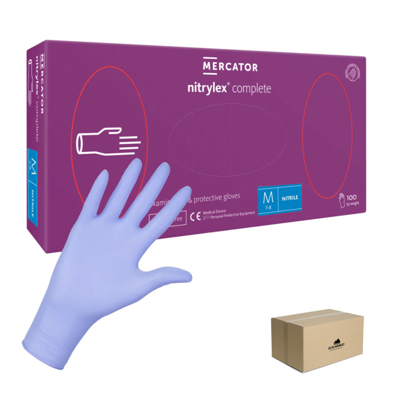 Rękawiczki nitrylowe M fioletowe Mercator Nitrylex Complete 100sztuk karton 10op