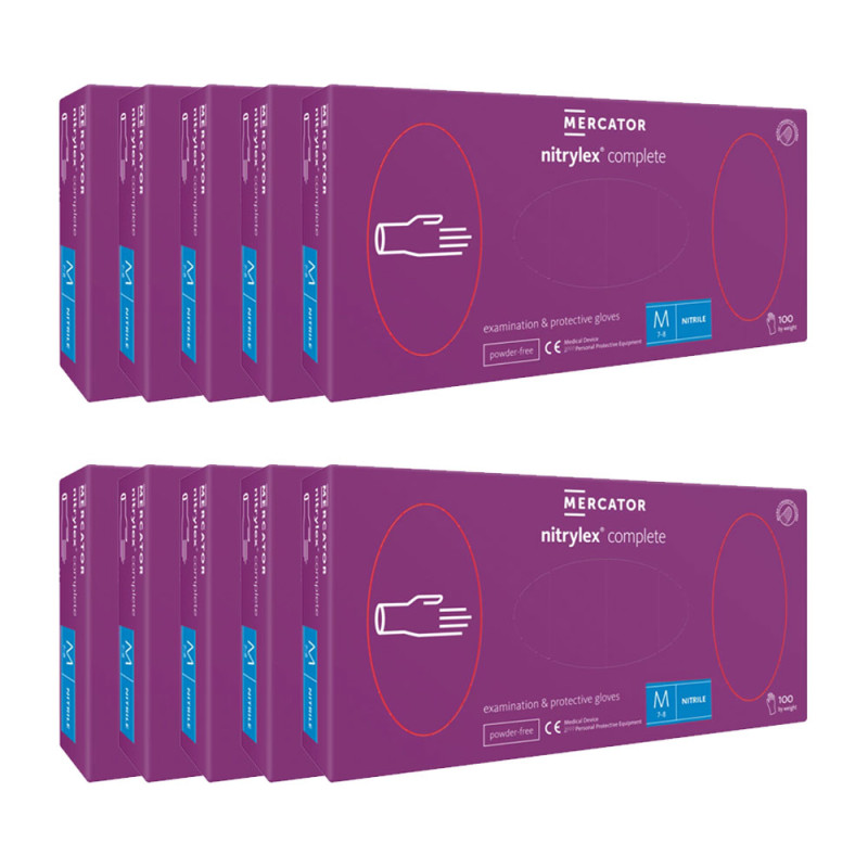 Rękawiczki nitrylowe M fioletowe Mercator Nitrylex Complete 100sztuk karton 10op
