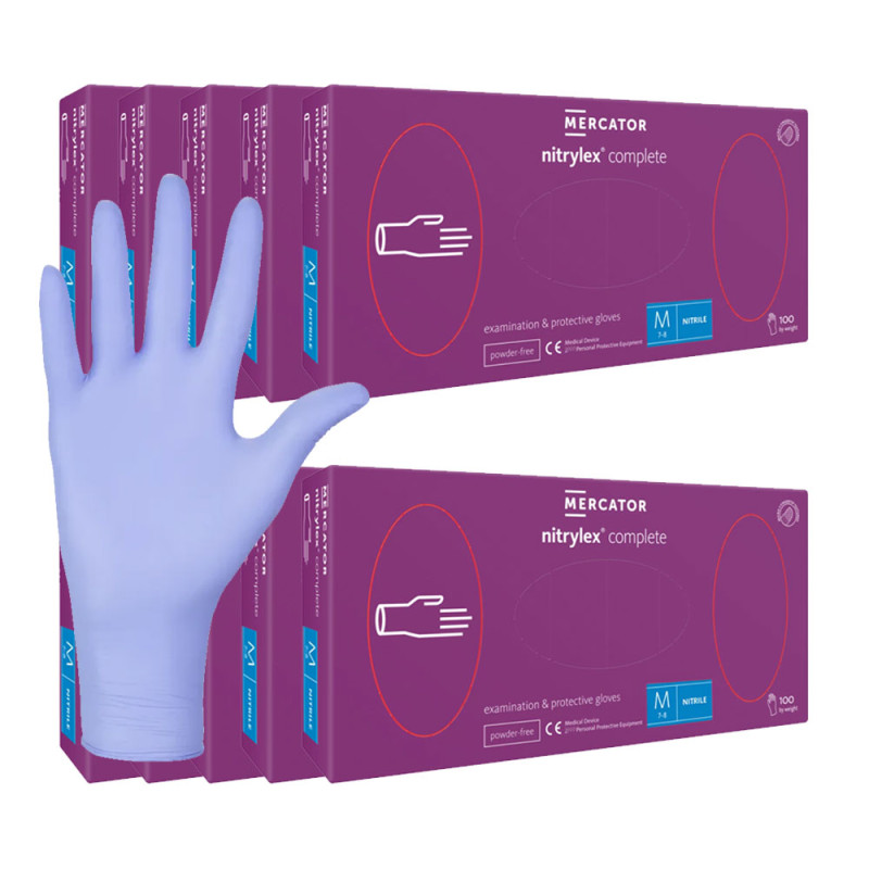 Rękawiczki nitrylowe M fioletowe Mercator Nitrylex Complete 100sztuk karton 10op