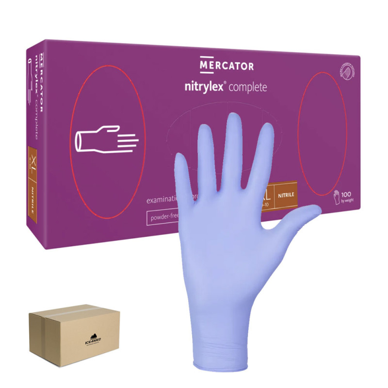 Rękawiczki nitrylowe XL fioletowe Mercator Nitrylex Complete 100sztuk karton 10op