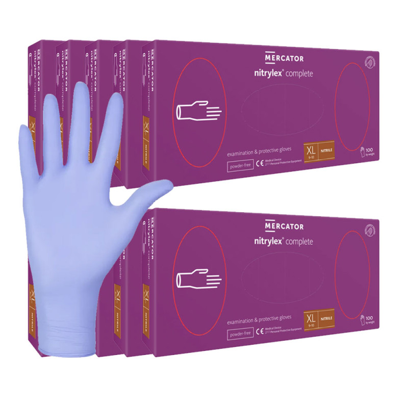 Rękawiczki nitrylowe XL fioletowe Mercator Nitrylex Complete 100sztuk karton 10op