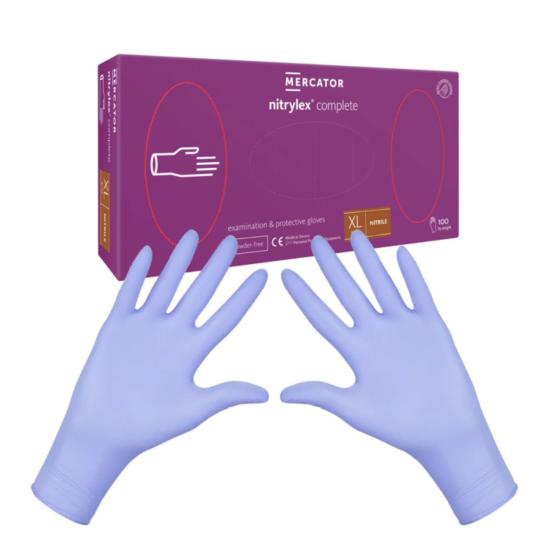 Rękawiczki nitrylowe XL fioletowe Mercator Nitrylex Complete 100sztuk