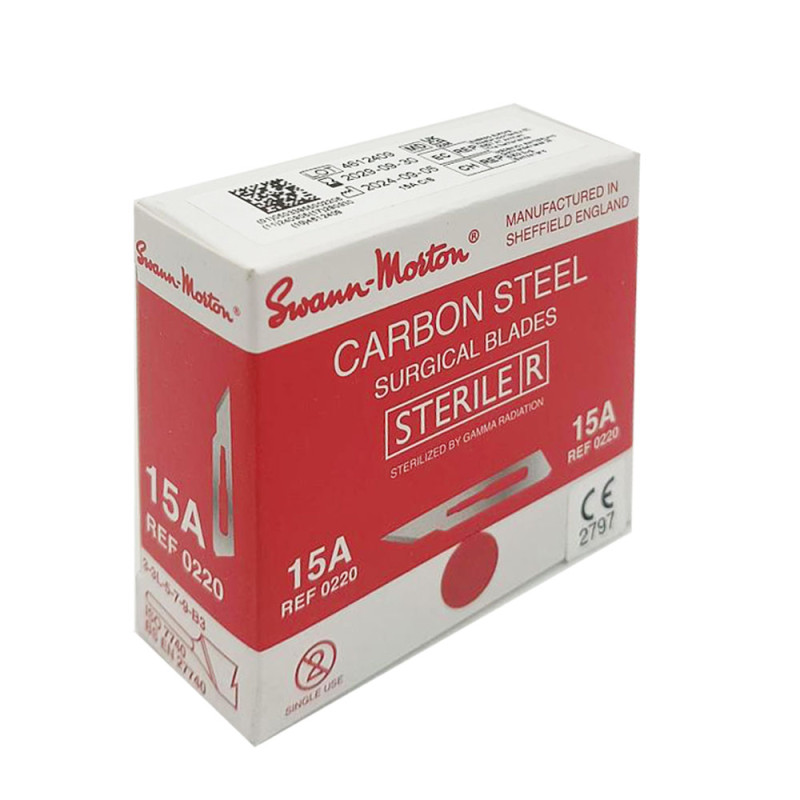 Ostrze chirurgiczne 15A sterylne 100szt stal węglowa Swann-Morton