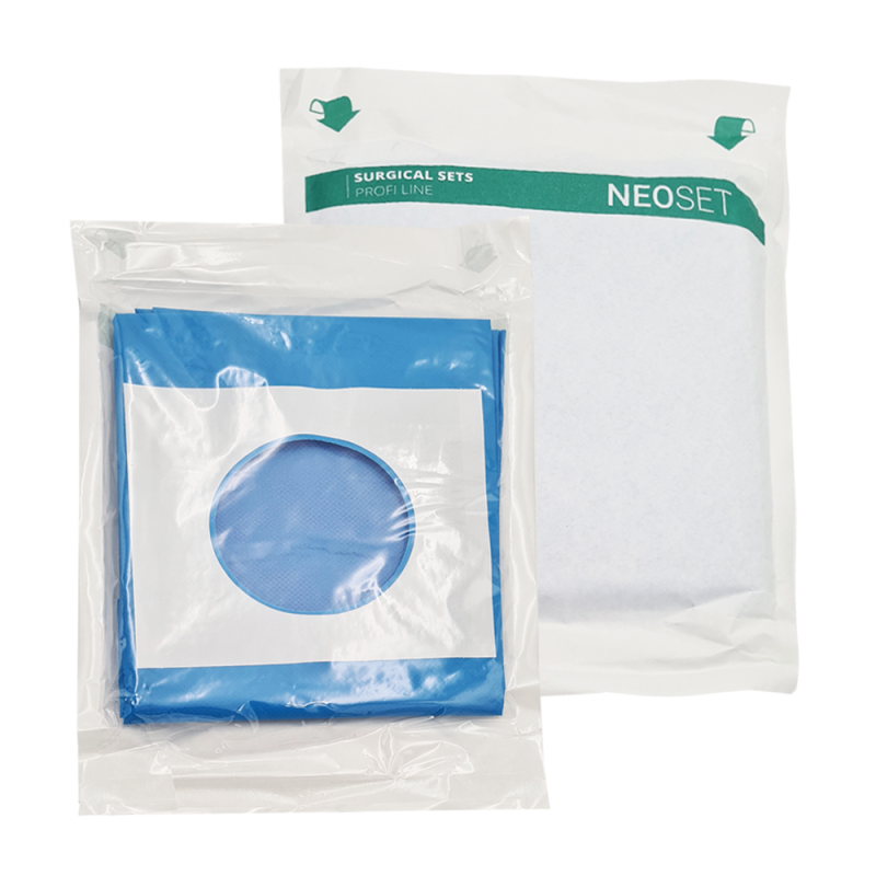 Serweta chirurgiczna 100cm x 120cm z otworem przylepnym 8cm włóknina SMS jałowa Neoset 1szt