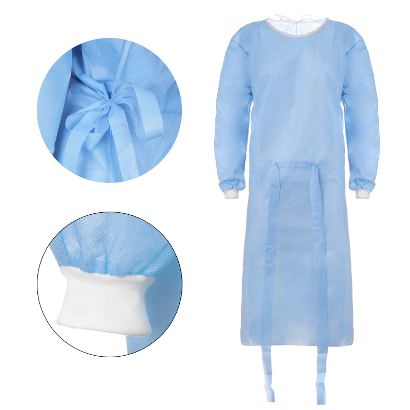 Fartuch jednorazowy niebieski M z mankietem (flizelina 24g) 10szt