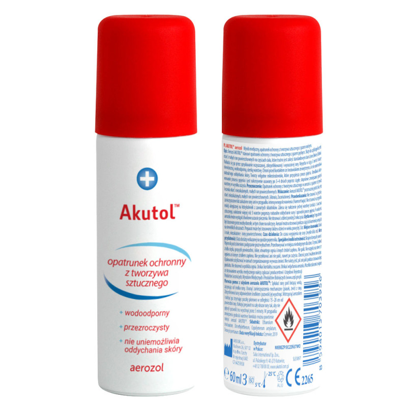 Opatrunek w sprayu Akutol opatrunek w sprayu na rany elastyczny plaster w aerozolu 60ml 15szt