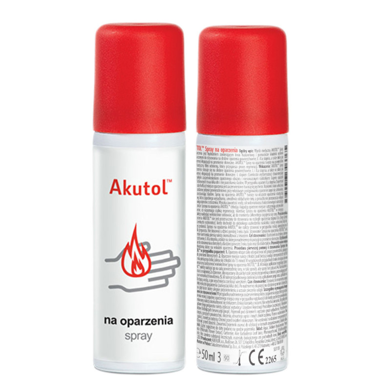 Spray na oparzenia Akutol na lekkie oparzenia 1 i 2 stopnia oraz oparzenia słoneczne 50ml 15szt