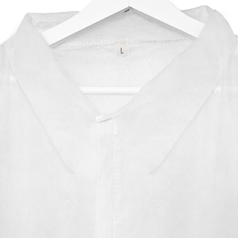 Fartuch jednorazowy biały M na rzepy laboratoryjny (flizelina 23g) 100szt