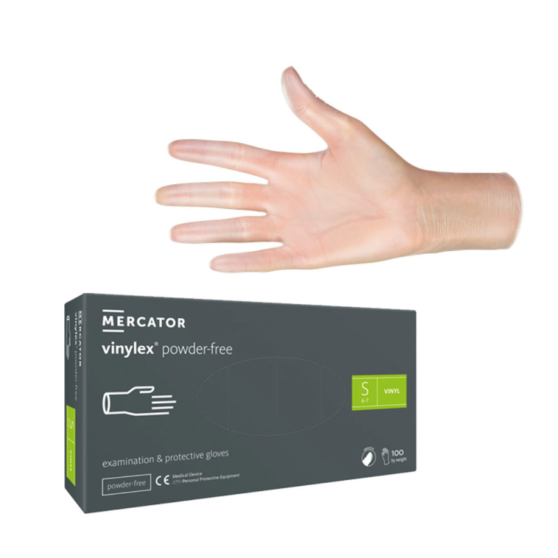Rękawiczki winylowe S bezpudrowe Mercator Vinylex transparentne 100szt