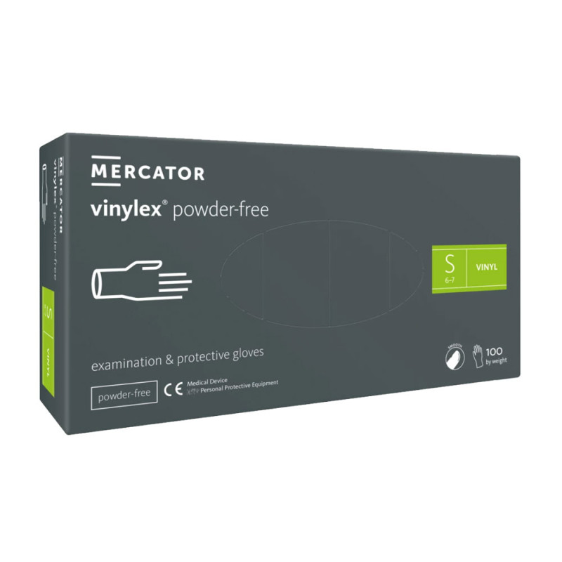 Rękawiczki winylowe S bezpudrowe Mercator Vinylex transparentne 100szt