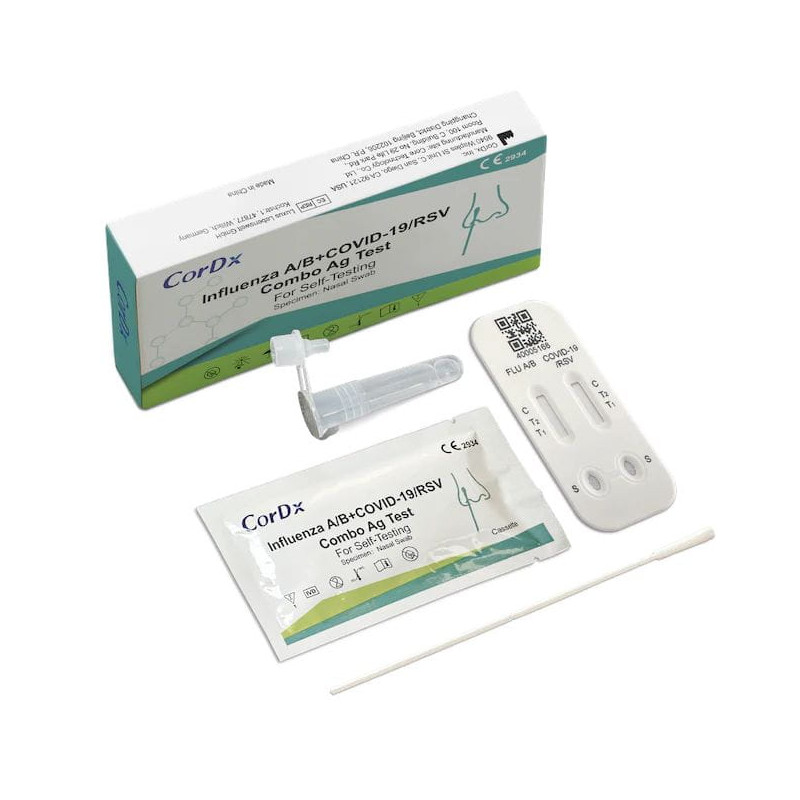 Test combo 4w1 CorDx wymazowy test na RSV grypa A grypa B sars-cov do samokontroli 1szt