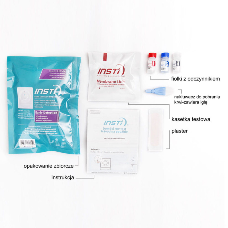 Domowy test na HIV z krwi Insti do samokontroli wynik po 1min 1szt