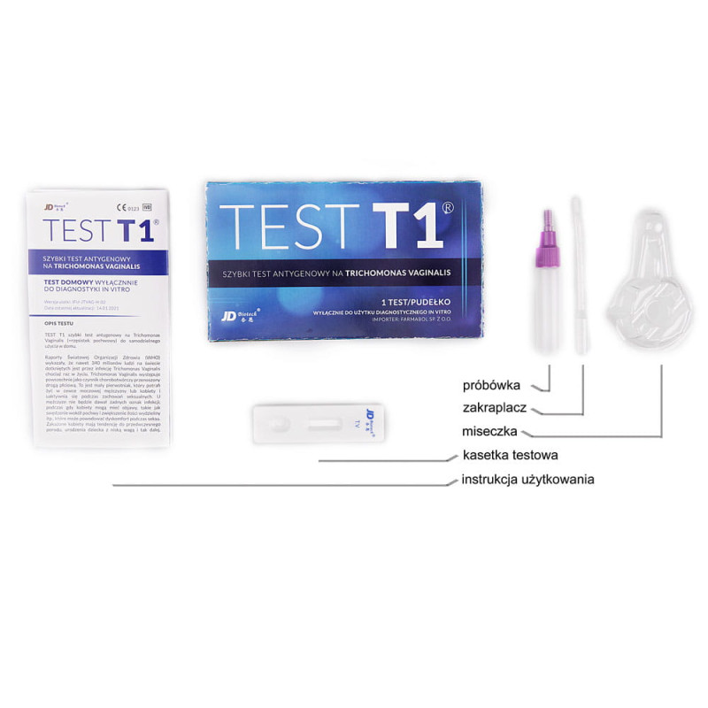 Trichomonas vaginalis test T1 do samokontroli na wykrycie rzęsistka pochwowego 1szt